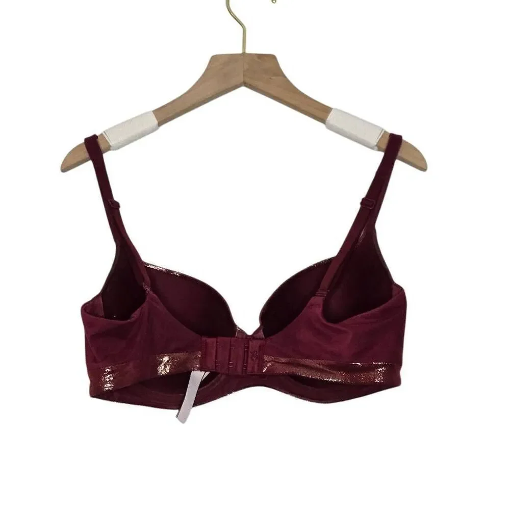 Victoria's Secret Lined Demi Bra Size 32DD Maroon Metallic